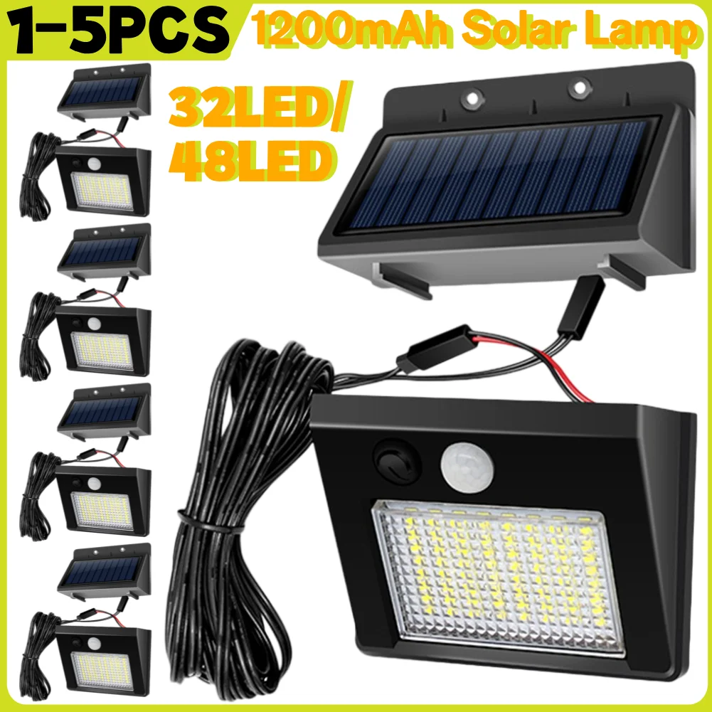 5PCS Solar Light Garden Spotlight 1200mAh 32LED/48LED Wall Lamp IP65 Waterproof Solar Light Long Endurance for Porch Patio Yard