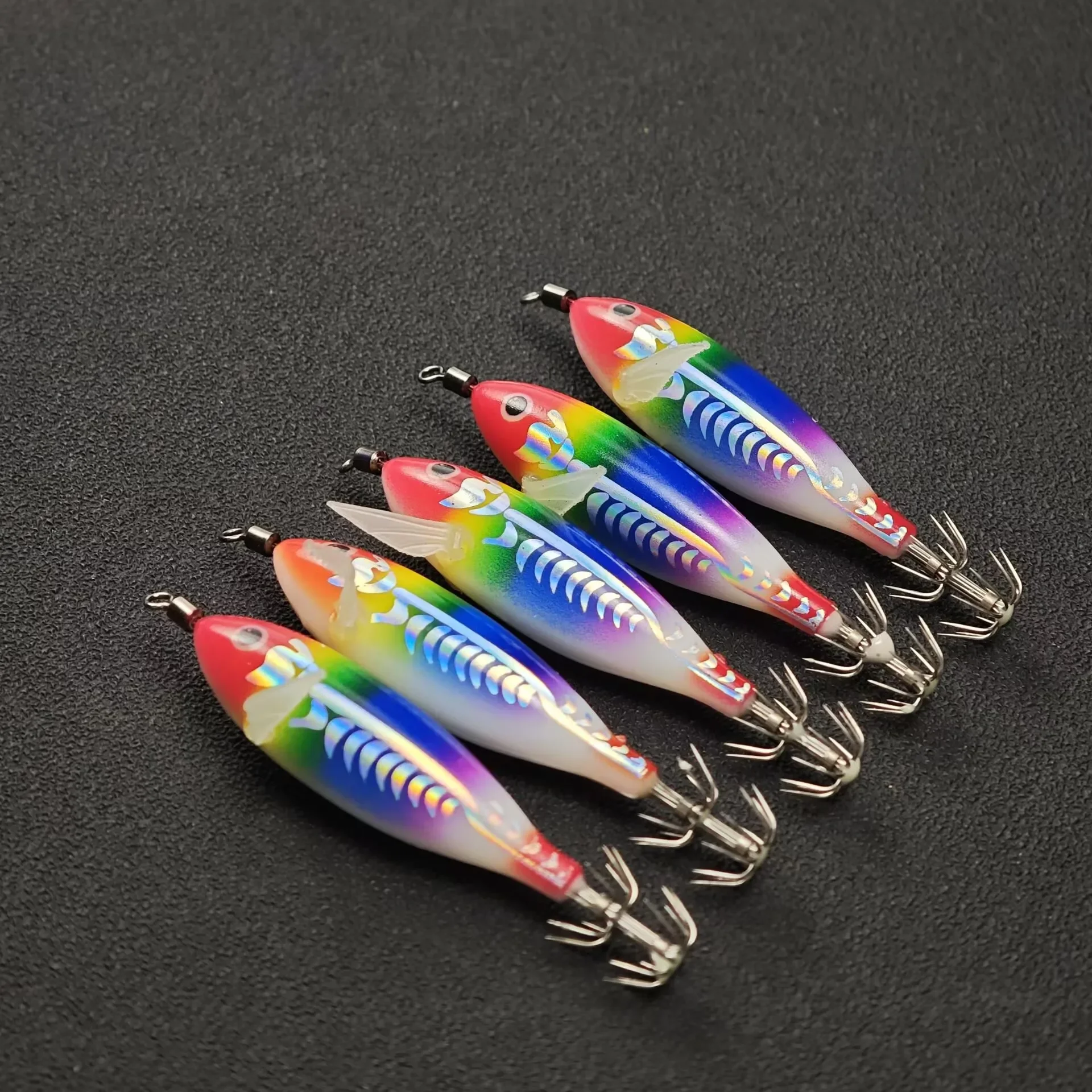 17 Stück/Set Leuchtender Tintenfisch-Jig 8cm/5,7g Garnelen-Angelköder Haken Meeresfischerei-Zubehör Künstlicher Köder Oktopus-Köder – Detail 3