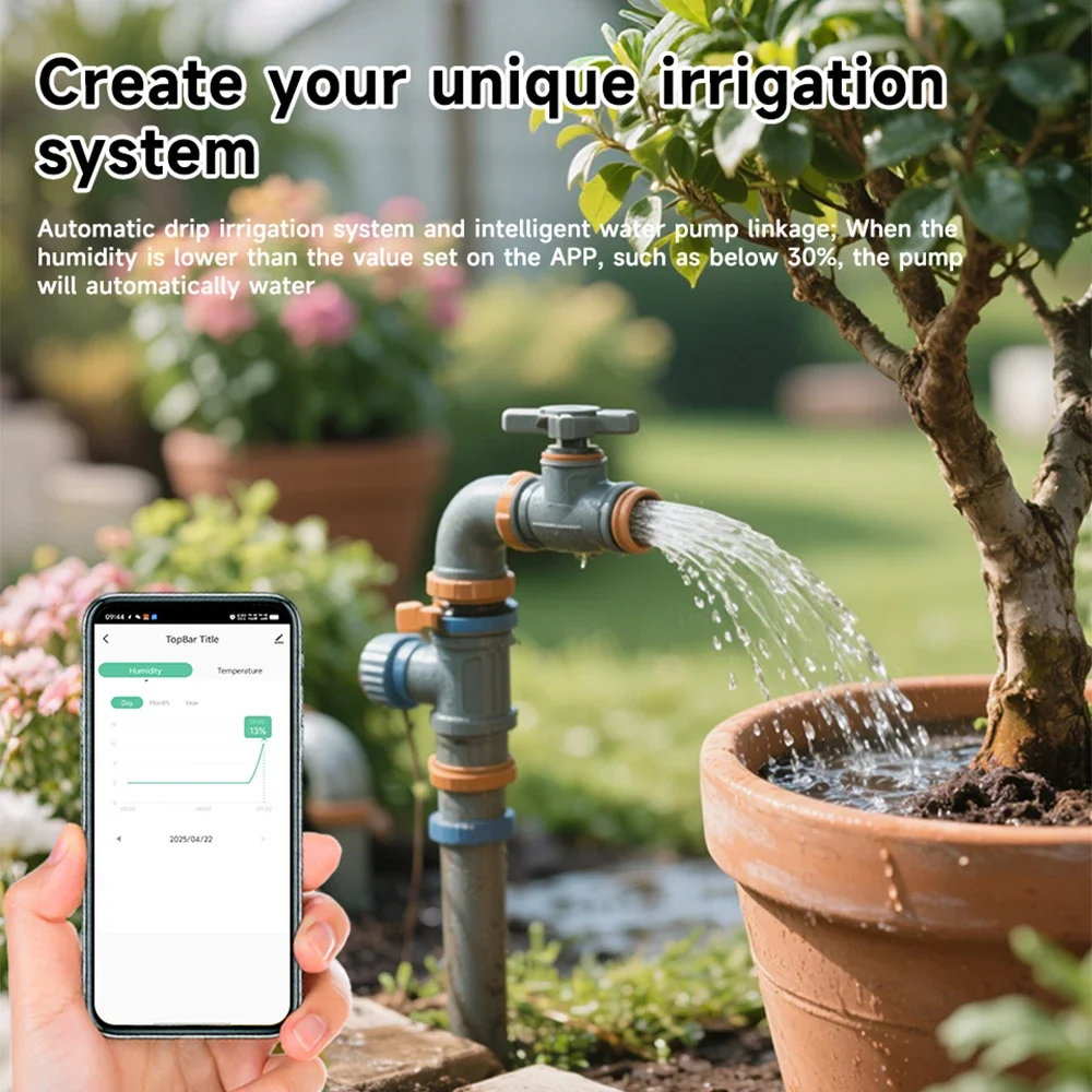 Tuya Wifi Soil Tester Moisture Temperature Humidity Sensor Wireless Earth Hygrometer for Planting Garden Potted Lawn