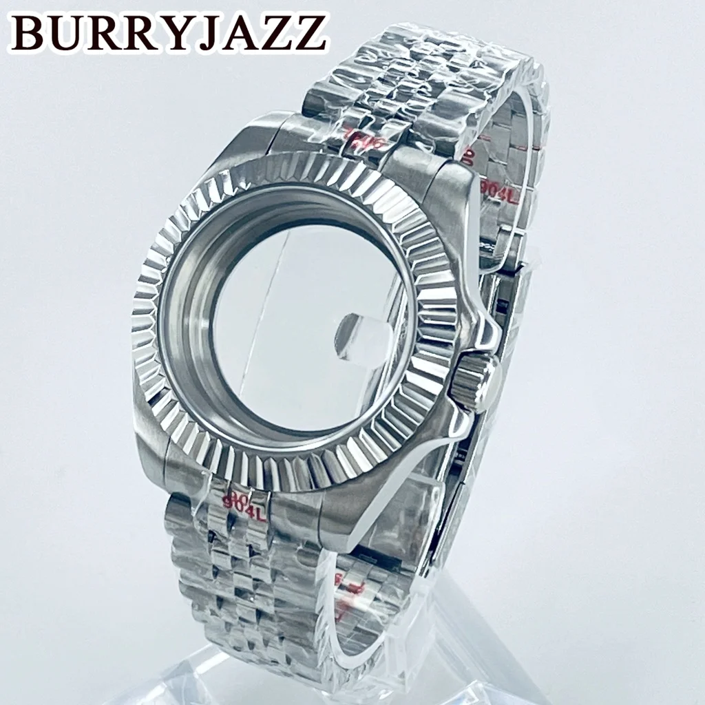 

BURRYJAZZ 40mm NH35 NH36 NH34 NH38 NH70 NH72 ETA2824 PT5000 Watch Case Silver Sterile Case Sapphire Glass Bracelet