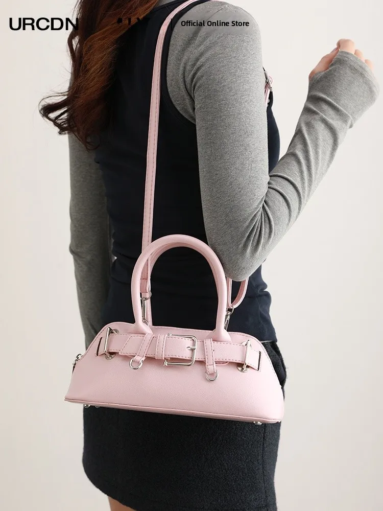 

UR ell aped Women's Handbag Faionable Versatile oulder Crossbody Bag Ele Pink Ci Simple Sle Large Size PU Lea...