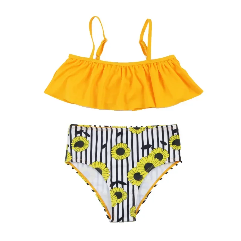 

Girls Two-piece Swim Suits Bikinis Print High Waist Girl Bikini Set Swimsuit Children Swimwear Kids Bathing Suit Girl Beachwear