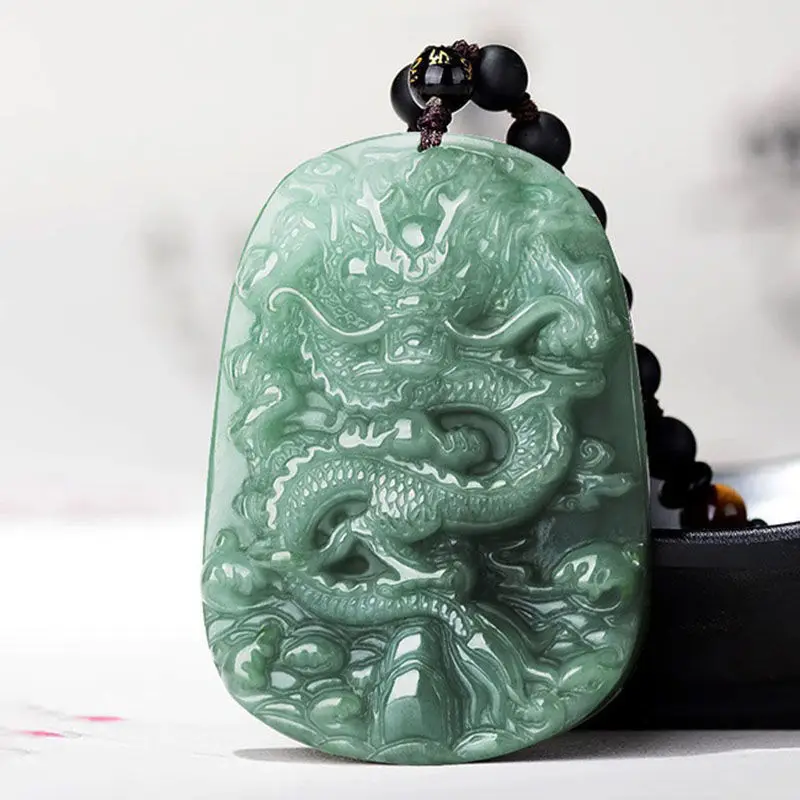 

Natural Dragon Brand Pendant Male Big Jade Dragon King Zodiac Dragon Brand Teng Sihai Necklace
