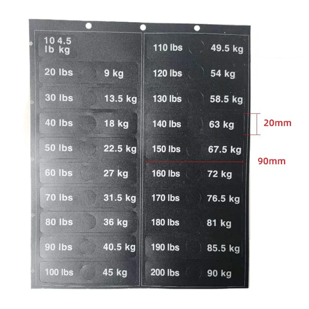 Weight Sticker Label Weight Stack Labels Fitness Equipment Weight Tags Black Background White Number Stickers Machine Attachment