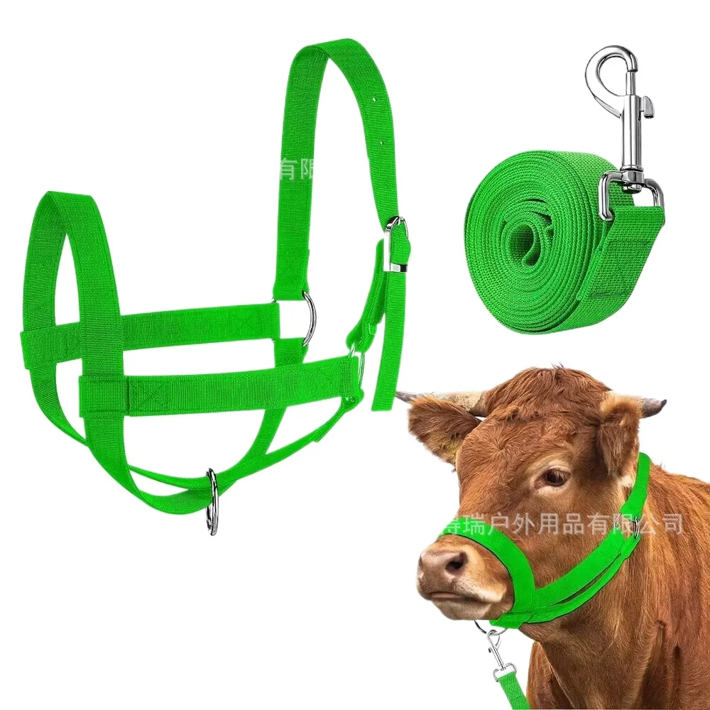 Adjustable Nylon Cow Head Cover Equestrian Supplies Cow Horse Cage Cover Horse Head Cover With Traction Rope Lace Tether