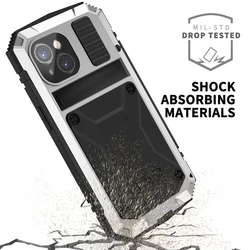 360 Protection Shock Proof Case For iPhone 16 15 14 13 12 11 Pro Max Aluminium Metal Heavy Tempered Glass Screen Protect Case