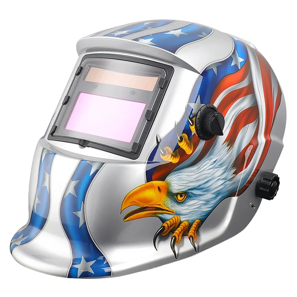 Auto Darkening Welding Helmet with Side View Panoramic 180° Large Viewing True Color Solar Powered Welding Mask