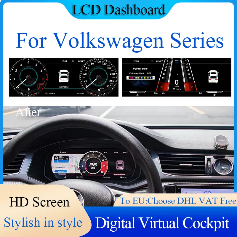 Digital Dashboard Panel For VW Golf 7 Golf 6 GTI Passat B8 B7 B6 CC JETTA LCD Speedometer Virtual Instrument Cluster CockPit