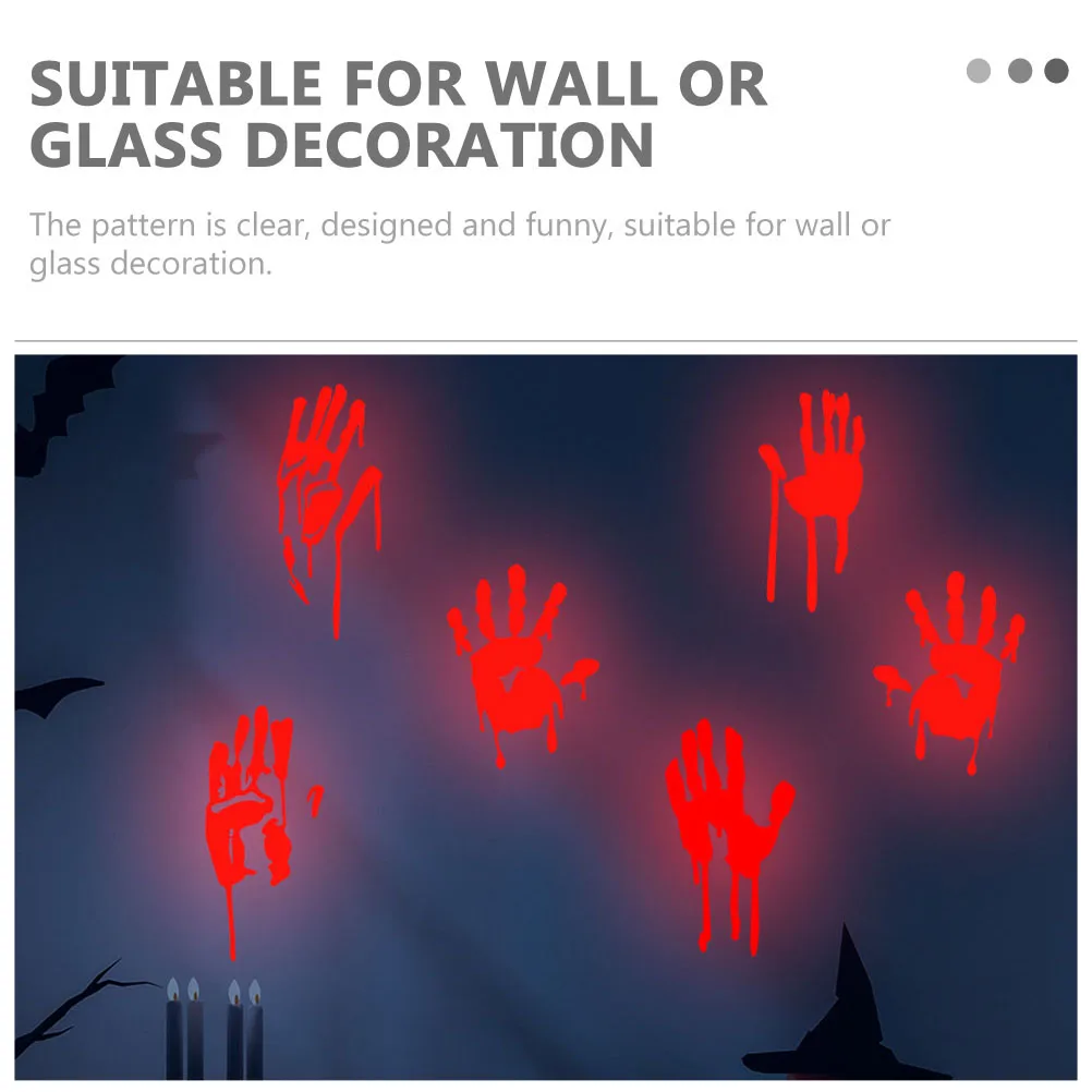 

Luminous Blood Handprint Wall Stickers Window Halloween Decor Indoor Decorations Fake Creepy Decals for Spooky Pvc Supplies Man