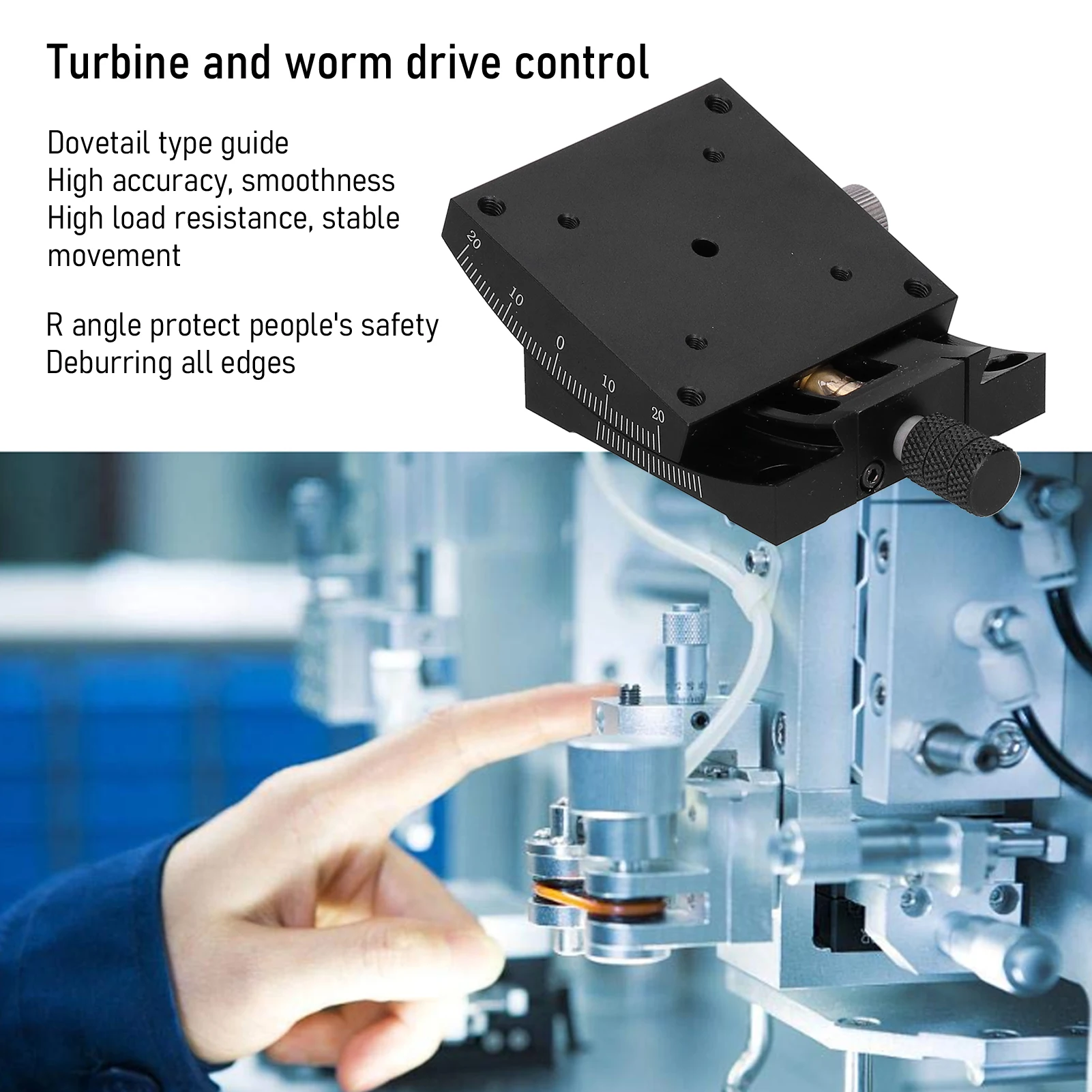 Goniometer Sliding Table Linear Stage Goniometer Turbine Worm Dovetail Fine‑Tune Manual  HXV‑A60 60x60mm