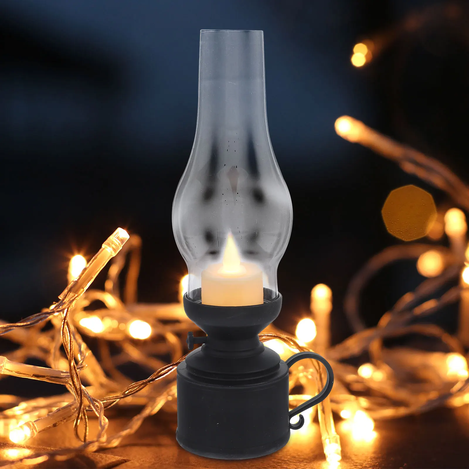 

Decoration Retro Style Electronic Light Decorative Lantern Vintage Small Camping Flameless Led Candles Lanterns Black