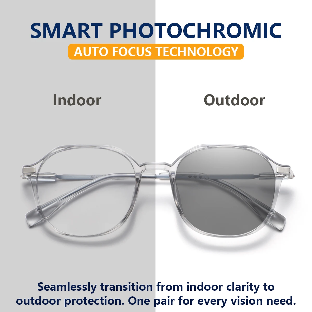 1 Pair of Men's Full-Frame Square Photochromic Glasses, Refreshing, Transparent, Elegant, Stylish, and Fashionable Men's Glasses, Suitable for Outdoor Walks, Short Road Trips, and Leisure Outings