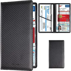 Leather Car Registration and Insurance Card Holder, Auto Truck Document Holder Vehicle Glove Box Paperwork Organizer Wallet