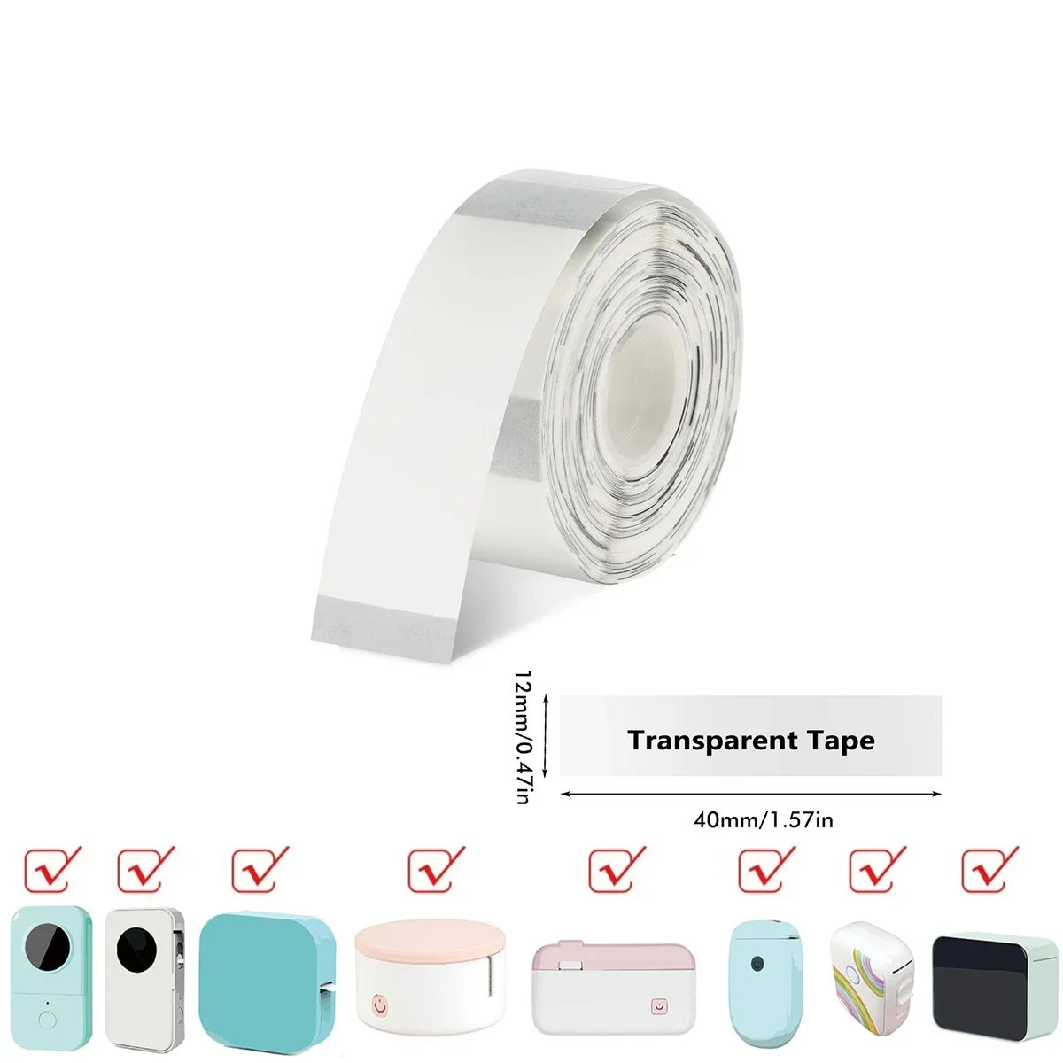 D30 Label Maker Tape 12×40mm Transparent Label Stickers Compatible With D30 Series Printers For Family-Category Shop-Item Labels