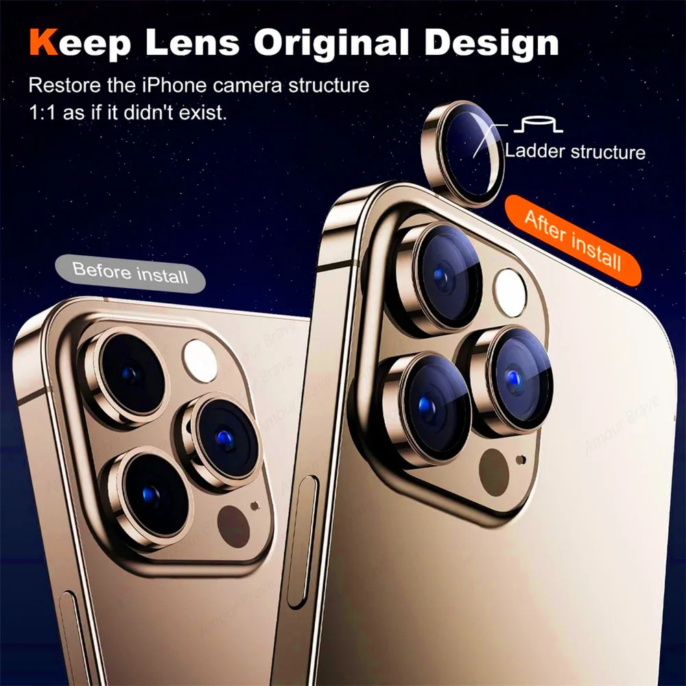 For IPhone 15 16 Pro Max Camera Lens Protector Tempered Glass Metal Ring Camera Full Cover For Iphone 15 16 Pro Max Accessories