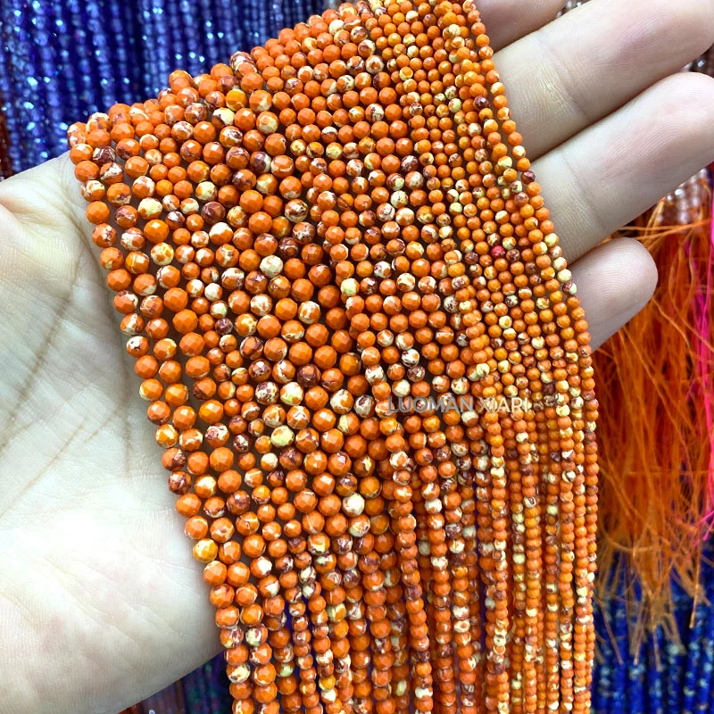 Round Stone Faceted 2 3 4mm Dark Blue Ocean Sediment Imperial Jasper Beads for Jewelry Making Diy Bracelets Charms Accessories