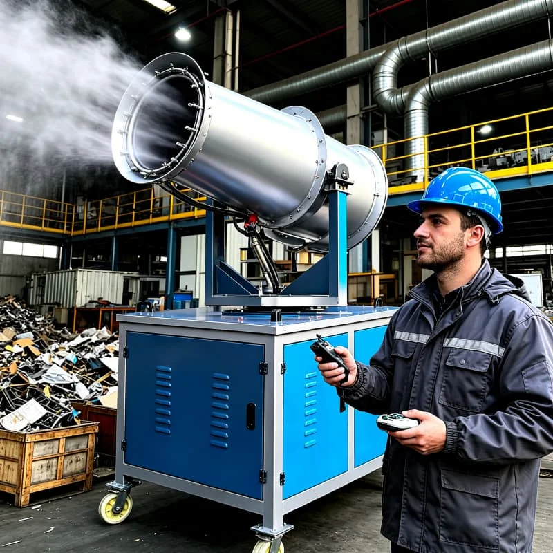 High Flow Fog Cannon Machine 120-180L/min Water Consumption 70m Throw For Quarry Mining Stockpile Yard Customized
