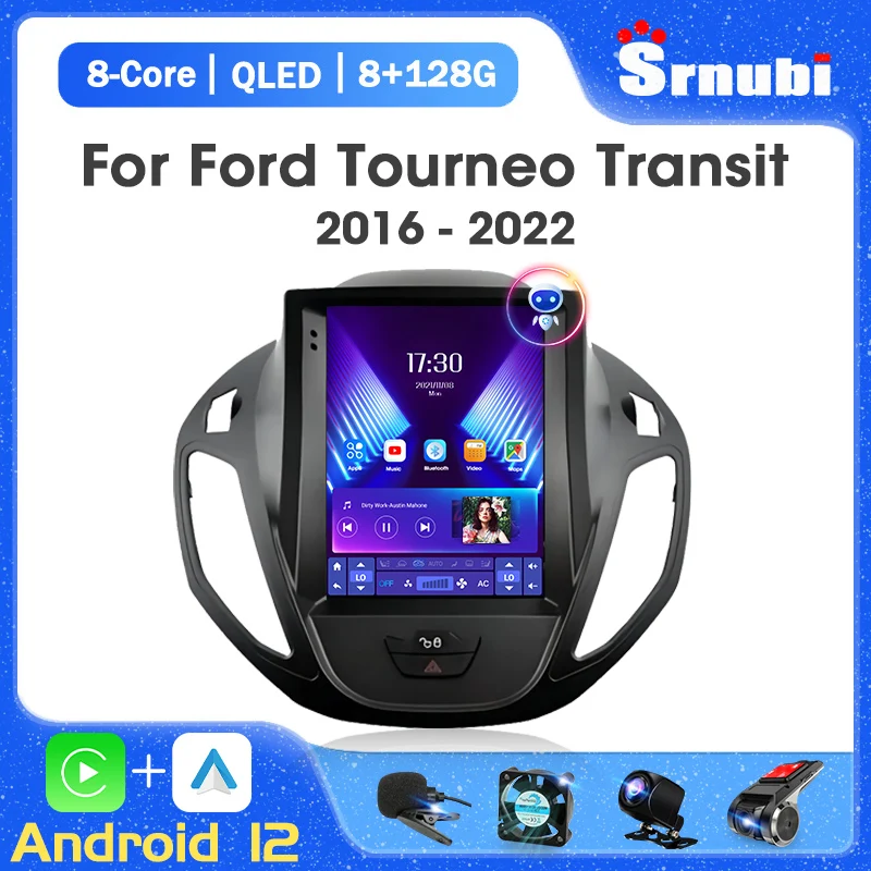 2 Din Android 12 Car Radio for Ford Tourneo Transit 2016 2017 2018 2019 2020 2021 2022 Carplay Navigation Video Tesla Head Unit