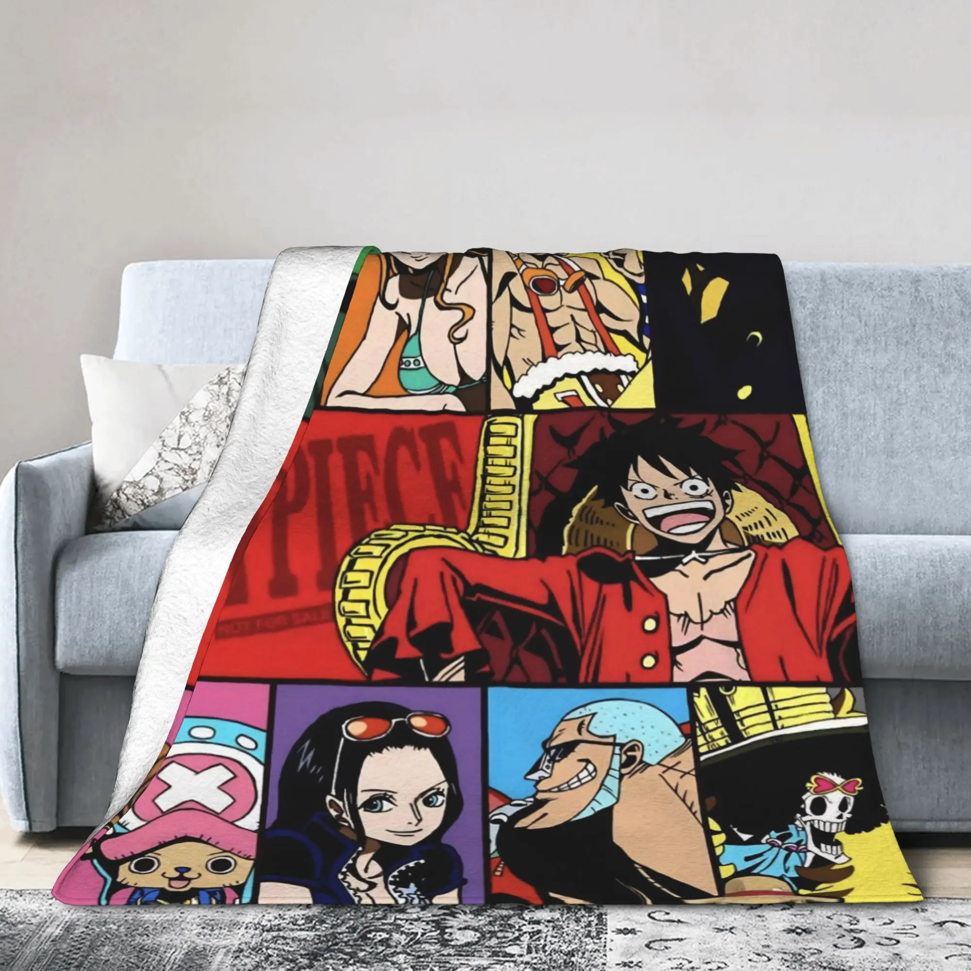 

Luffy Anime Blanket Cover Anime Manga Flannel Throw Blanket Summer Air Conditioning Personalised Lightweight Bedspreads,