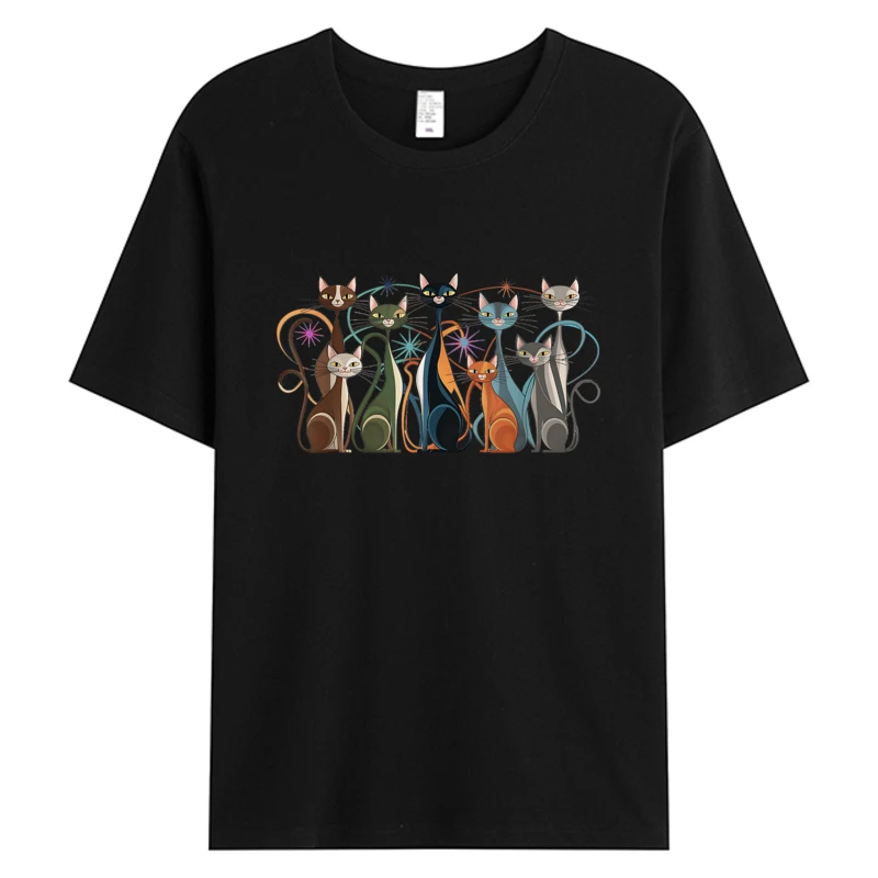 

Cat Vintage Retro T-shirt Mid-Century Modern Look Cats 50's 60's Style Men's Cotton Father's Day Hot Sell Graphic T-Shirts