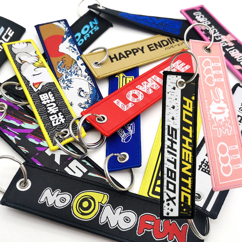 New Arrival JDM Culture Style Keyring Embroidered Nylon Woven Personality Fashion Keychain Key Rings FOR LUCKY CAT