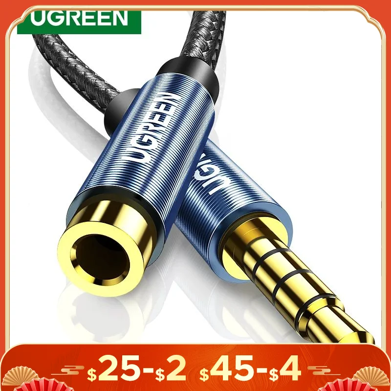 UGREEN Jack 3.5 mm Audio Extension Cable for Huawei P20 lite Stereo 3.5mm Jack Aux Cable for Headphones Xiaomi Redmi 5 plus PC