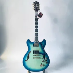 Genuine&Original IBANEZ AS153 Semi Hollowbody Jazz Guitar Blue Flamed Maple Body Ebony Fingerboard with Binding Damages