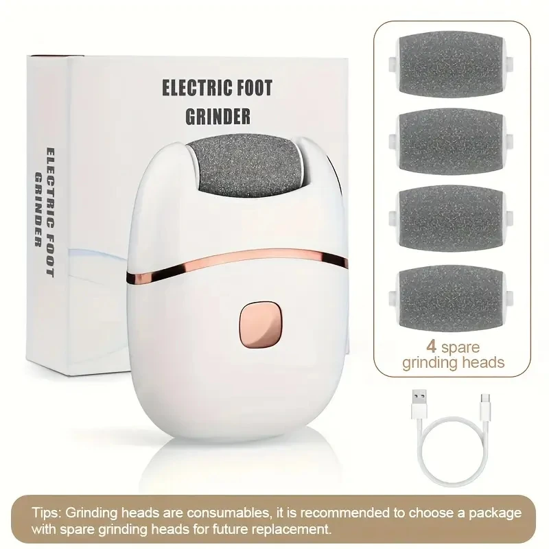 White Foot Grinding Machine, USB Charging, Easy to Carry and Use, Remove Dead Skin and Calluses from Feet