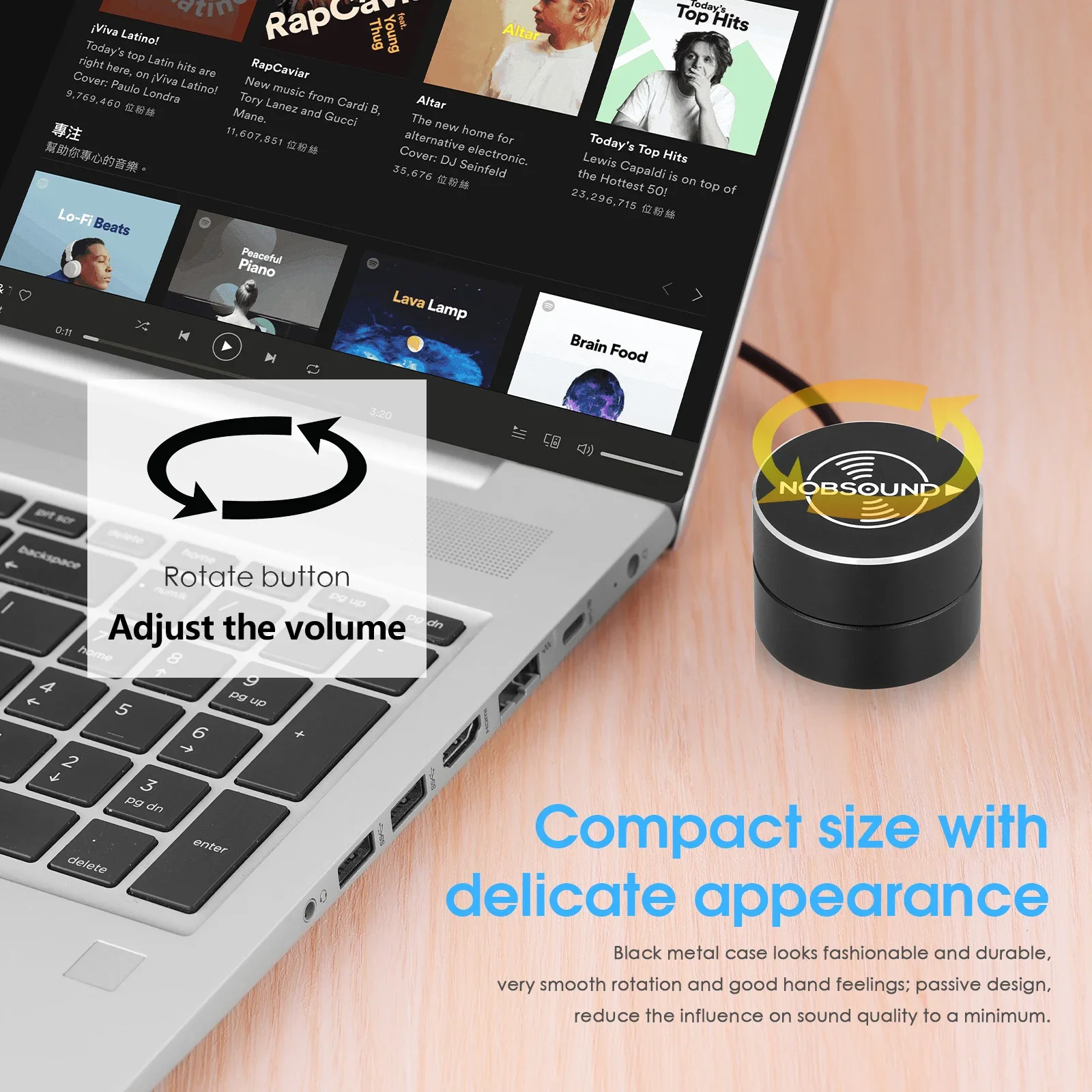 Douk-perilla de controlador de volumen pasivo de Audio, minicontrolador de tono de entrada y salida de 3,5mm para amplificador de PC, caja de ajuste de Audio de línea de altavoz