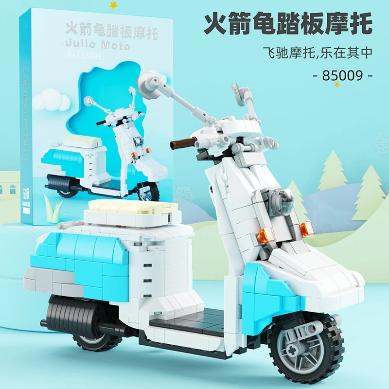 大人と子供のためのmoc-オートバイのビルディングブロック,車のモデルキット,オートバイのレンガセット,DIYスクーター,男の子と女の子へのギフト,家の装飾