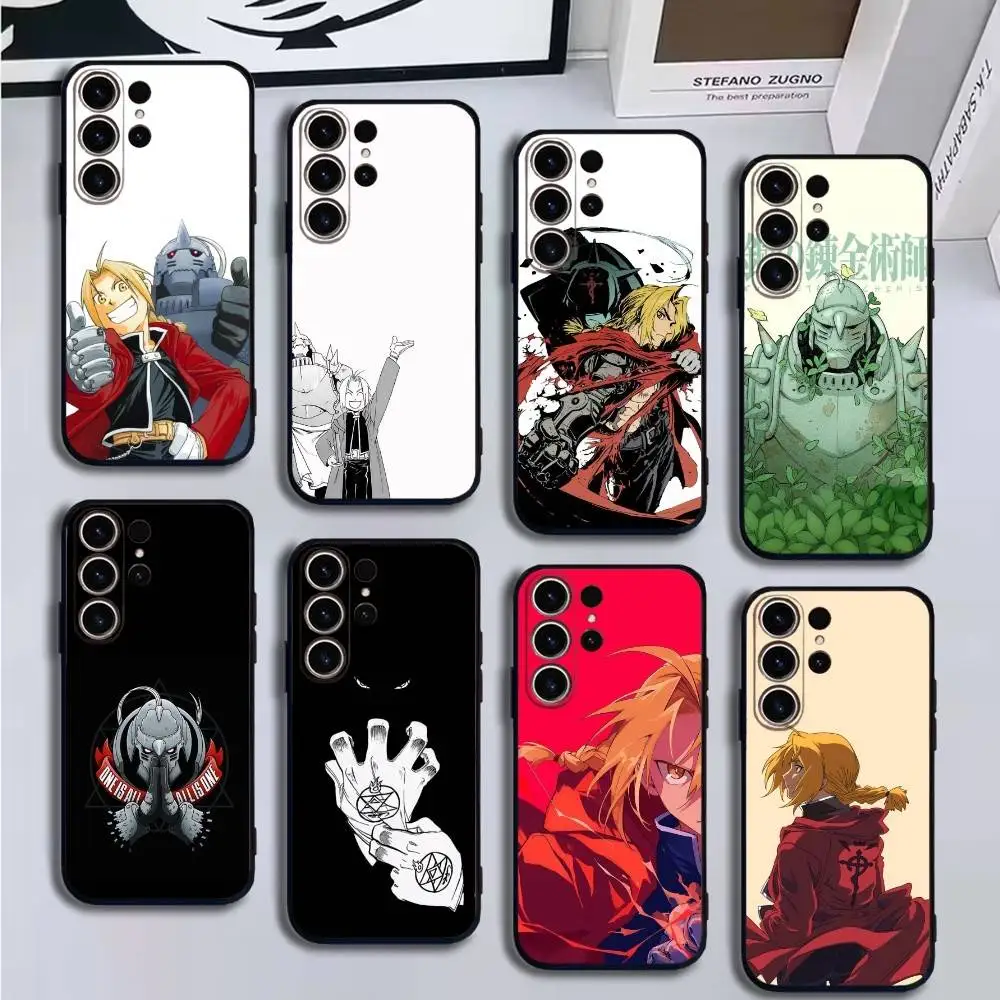 

Fullmetal A- Alchemist Anime Phone Case For SamsungS25,24,21,22,23,30,Ultra,20,Plus,Fe,Lite,Note,10,9,Soft Black Cover