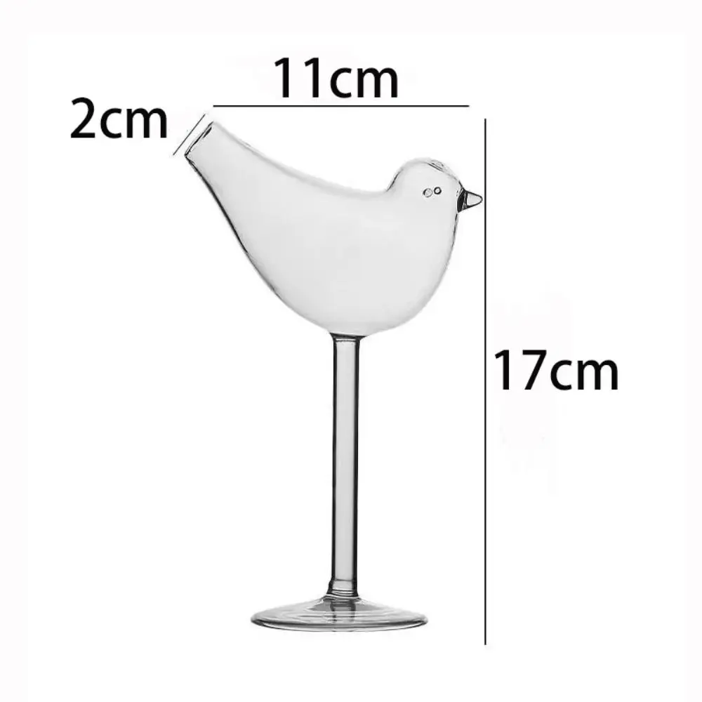 Perlengkapan Pesta Gelas Jus Bentuk Burung Kreatif Gelas Kaca Transparan 150ML Gelas Koktail Anggur Rumah