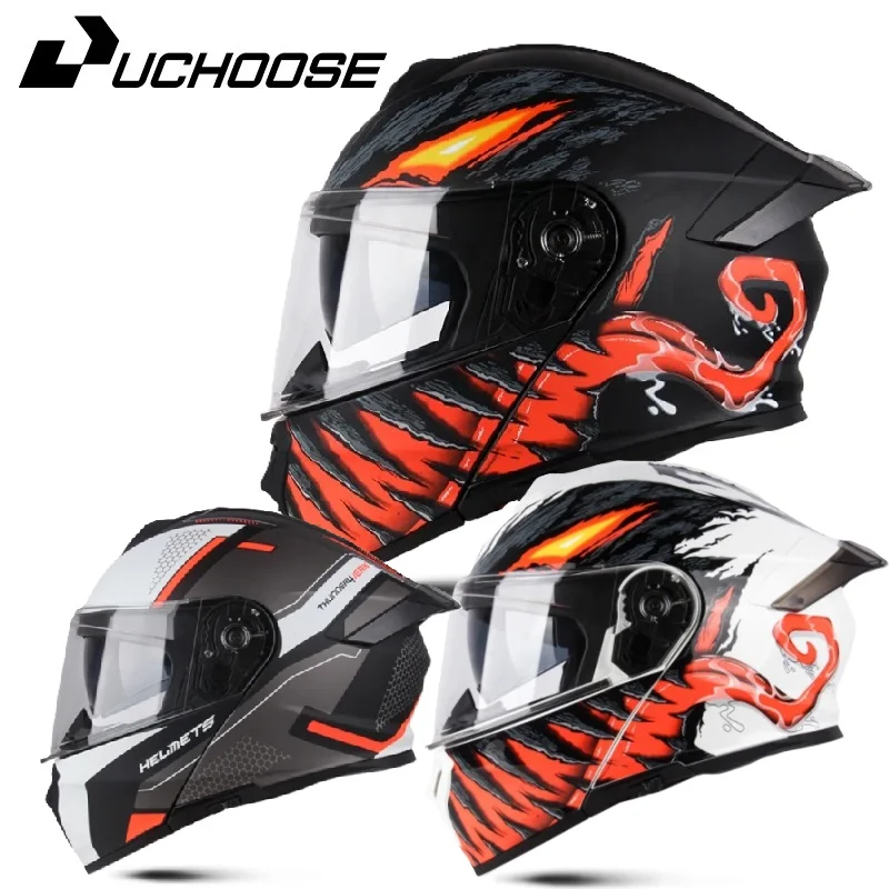 

Best Selling Venom Uchoose Fashion Full Face Helmets Crash Motorbike Protective Gear Flip Up Helmet Motorcycle Double Sun Visor