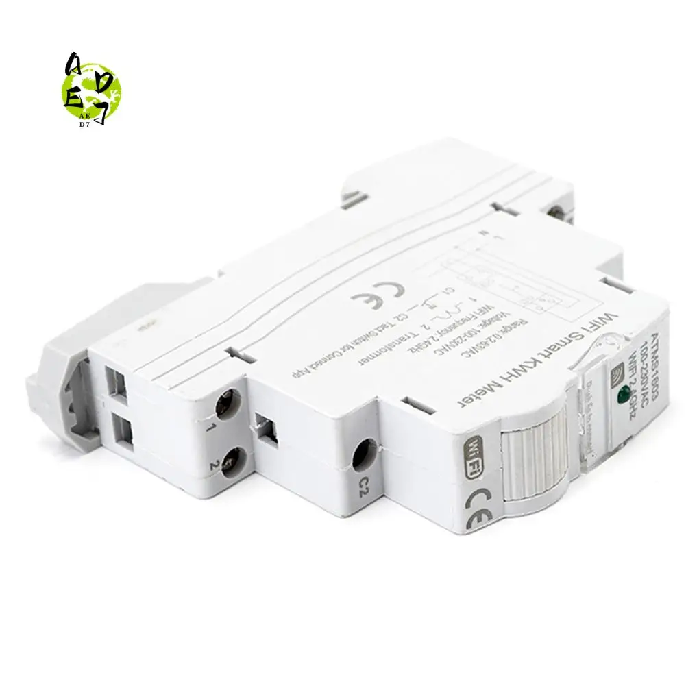 

AED7-1 шт. ATMS1603 Tuya, однофазный Wi-Fi, умный счетчик энергии, 100-230 В, DIN-рейка, точно измерительный вольтметр, амперметр, мощность