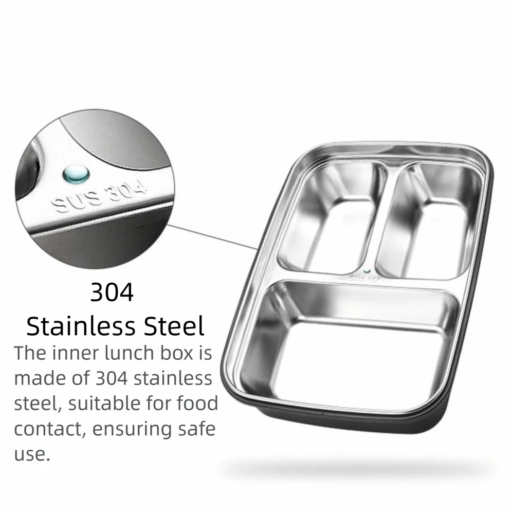 

Sealed Insulation Lunch Box 3/4 Grids Stainless Steel Divides Food Container Reusable Large Capacity Food Storage Crisper