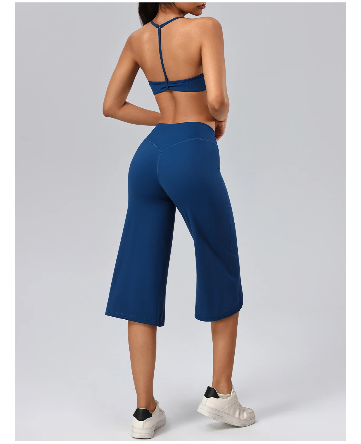 Hearuisavy Damen 2-teiliges Fitness-Set: Hochtaillierte Yoga-Caprihose mit weitem Bein, Push-Up-Sport-BH, schnelltrocknender Tennisrock für das Fitnessstudio. – Detail 13