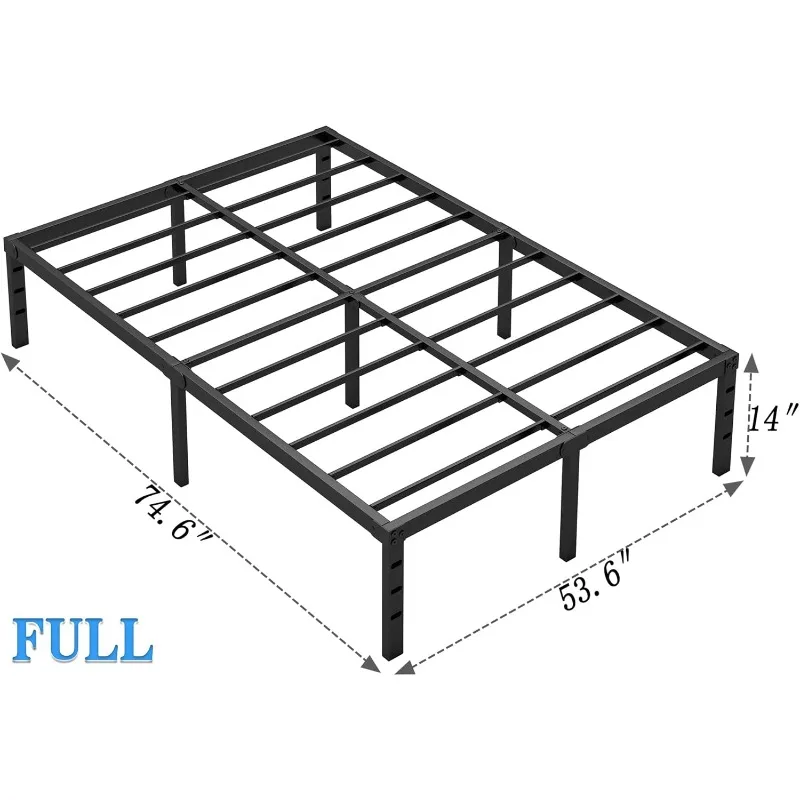 Metal Bed Frame,Full Size Bed Frame with Storage Space,Heavy Duty Sturdy Mattress Foundation,Easy Assembly,No Box Spring Needed,