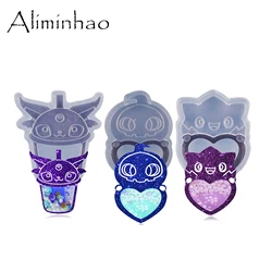 DY1877 Cartoon Animal with Heart Resin Epoxy Molds Backed Shaker Jewellery DIY Handmade Charms Keychain Mold