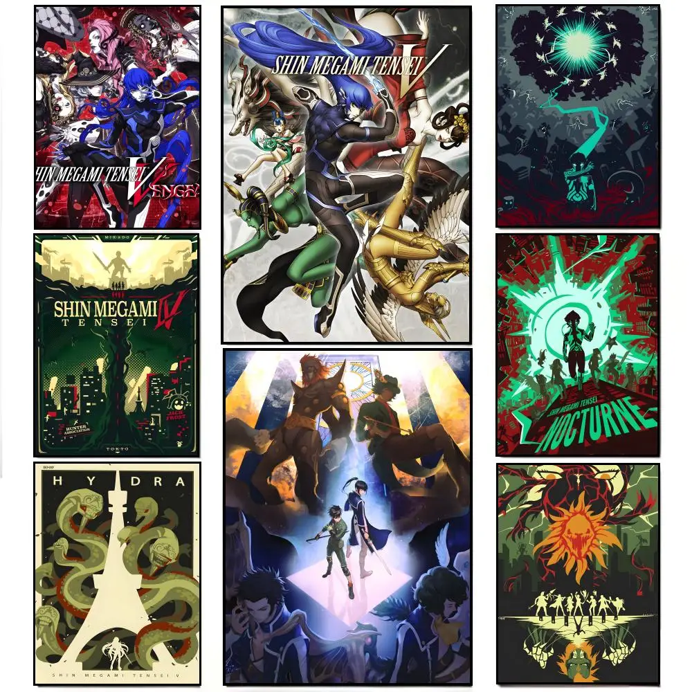 Póster del videojuego RPG japonés épico S-Shin Megami Tensei V, pegatina de pared impermeable HD, decoración para sala de estar, regalo