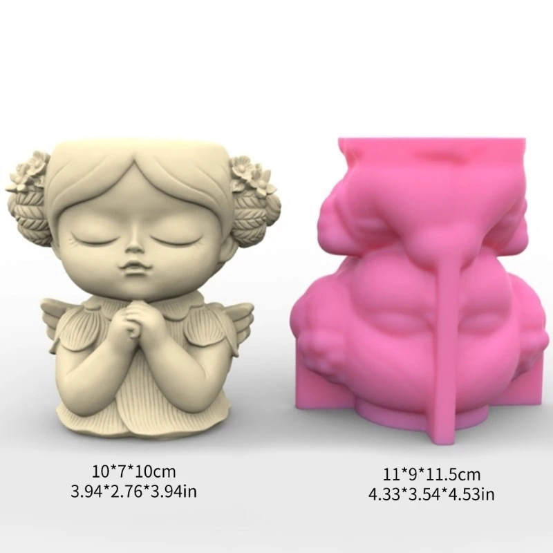 Flower Pots Cement Silicone Mold Prayer Girl Succulent Planter Molds Resin Mold