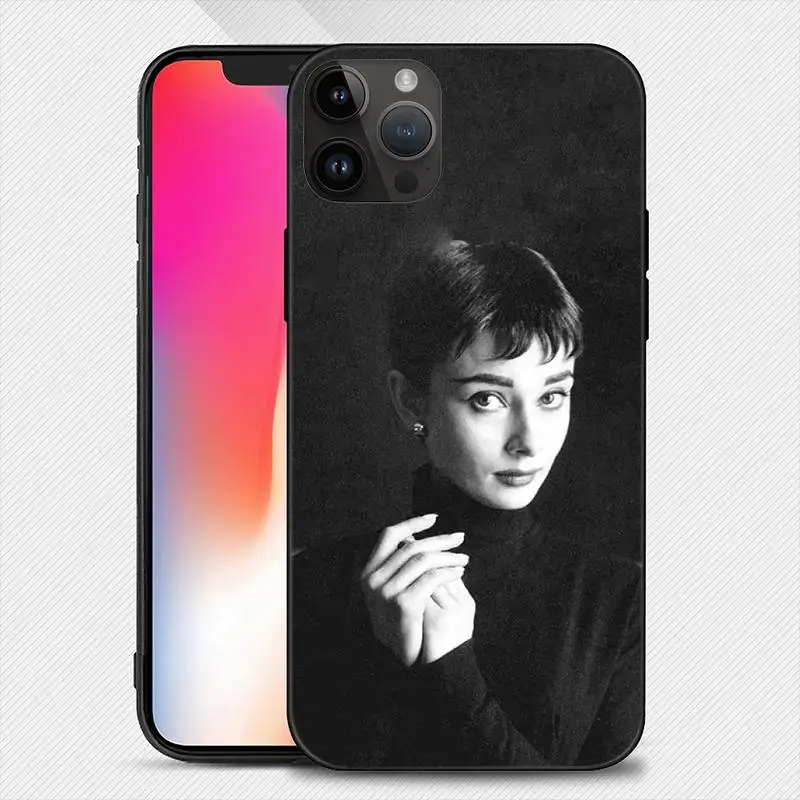 Famous Elegant Audrey Hepburn Phone Case For iphone15 14 13 12 11 Pro Max Mini X 7 8 Soft Case