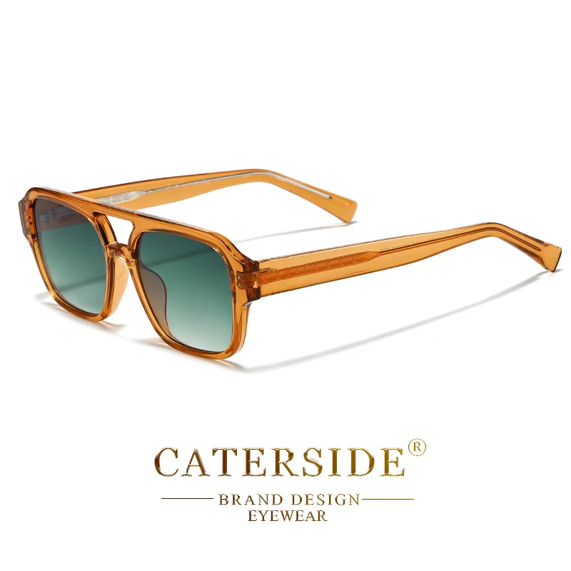 CATERSIDE Classics Herren-Sonnenbrille mit flachem Oberteil und doppeltem Brücken-Design, Sonnenbrille für Damen, Outdoor, Reisen, Strand, ideale Wahl für Geschenke – Detail 10