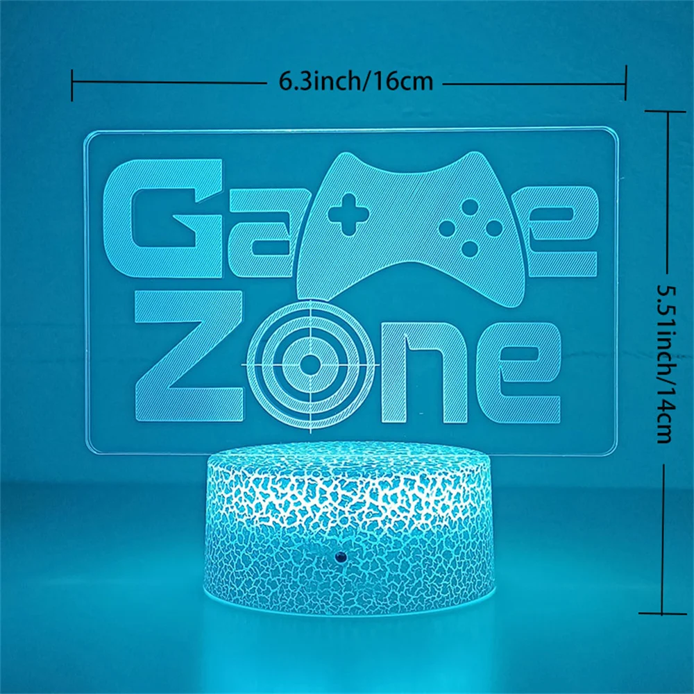 2022 LED Gaming Room Desk Setup Decor GameZone Icon Logo Sensor Light 3D Night Light For Kids Child Bedside Lamp Gift Birthday