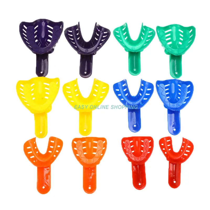 12Pcs/set Disposable Plastic Dental Impression Trays Central Supply Materials Teeth Holder Oral Care Tools Childrens and Adults