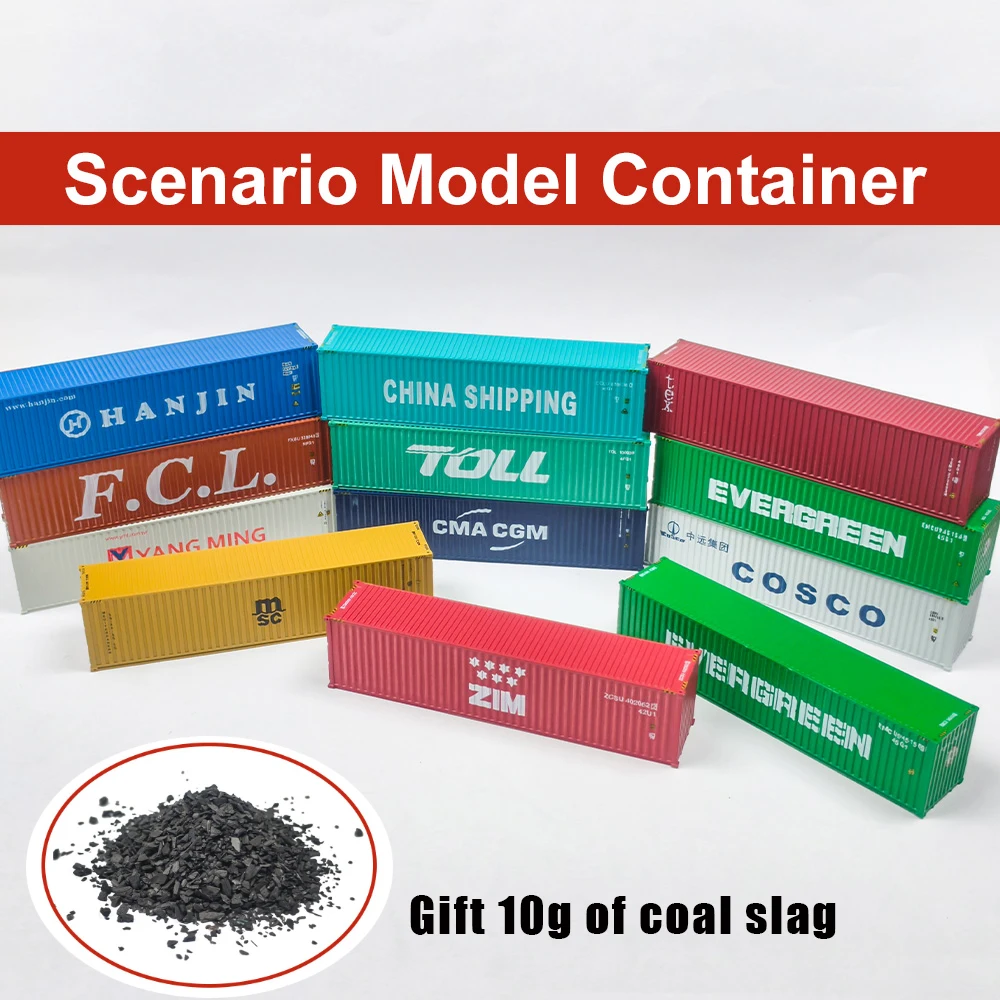 

40FT Miniature Shipping Container Model ABS Freight Containers HO Cargo Box Send Gift 10G Coal Cinde Landscape Diorama Kits 1Set