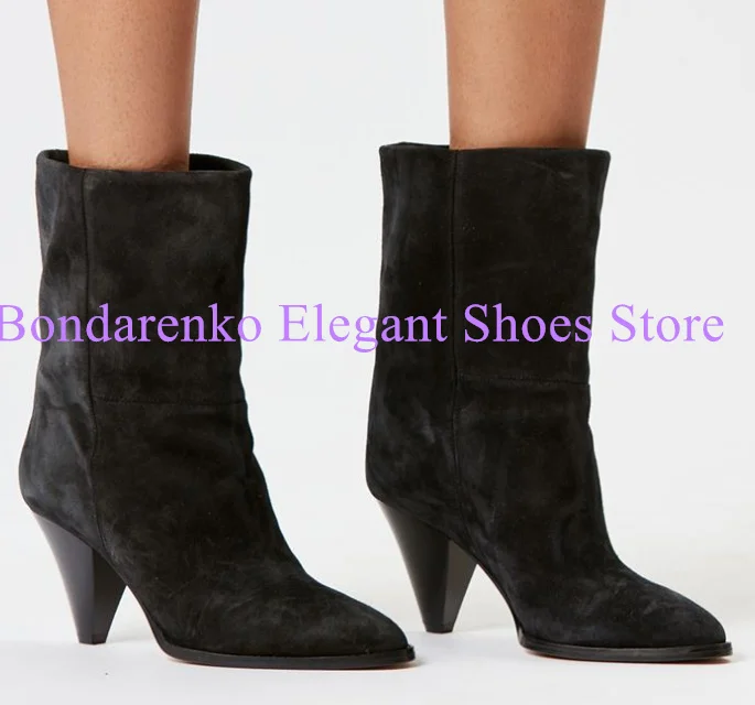 الأزرق الدنيم سبايك الكعوب سيدة حذاء من الجلد مثير أشار تو كعب غريب رقيقة الساق امرأة أحذية بوت قصيرة موضة مأدبة فستان الأحذية #5