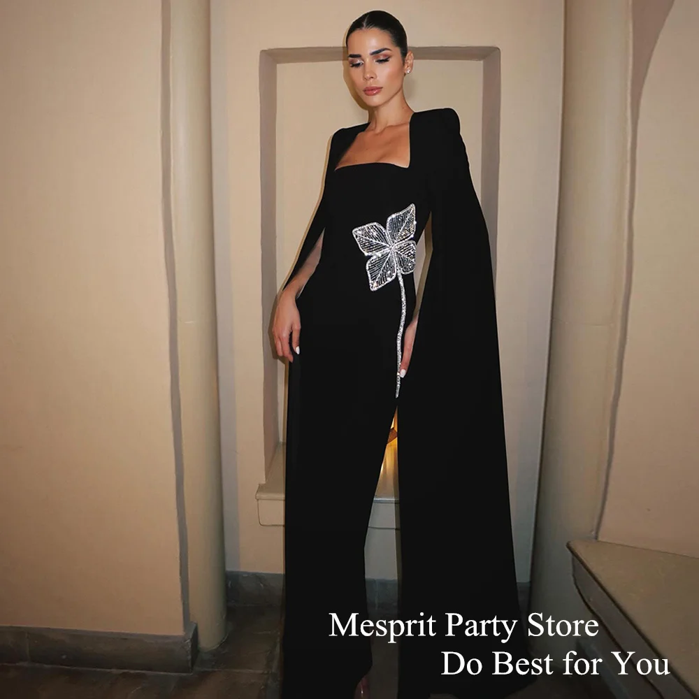 Customized Saudi Arab Evening Dress vestidos de noche Square Neck Full Sleeves Beading Sequined Sheath Party Gown for Weddings