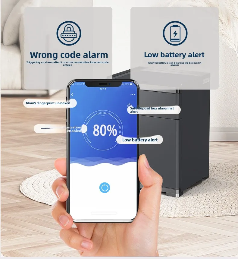 LMM household small 55CM fingerprint password multi-function bedside table safe integrated