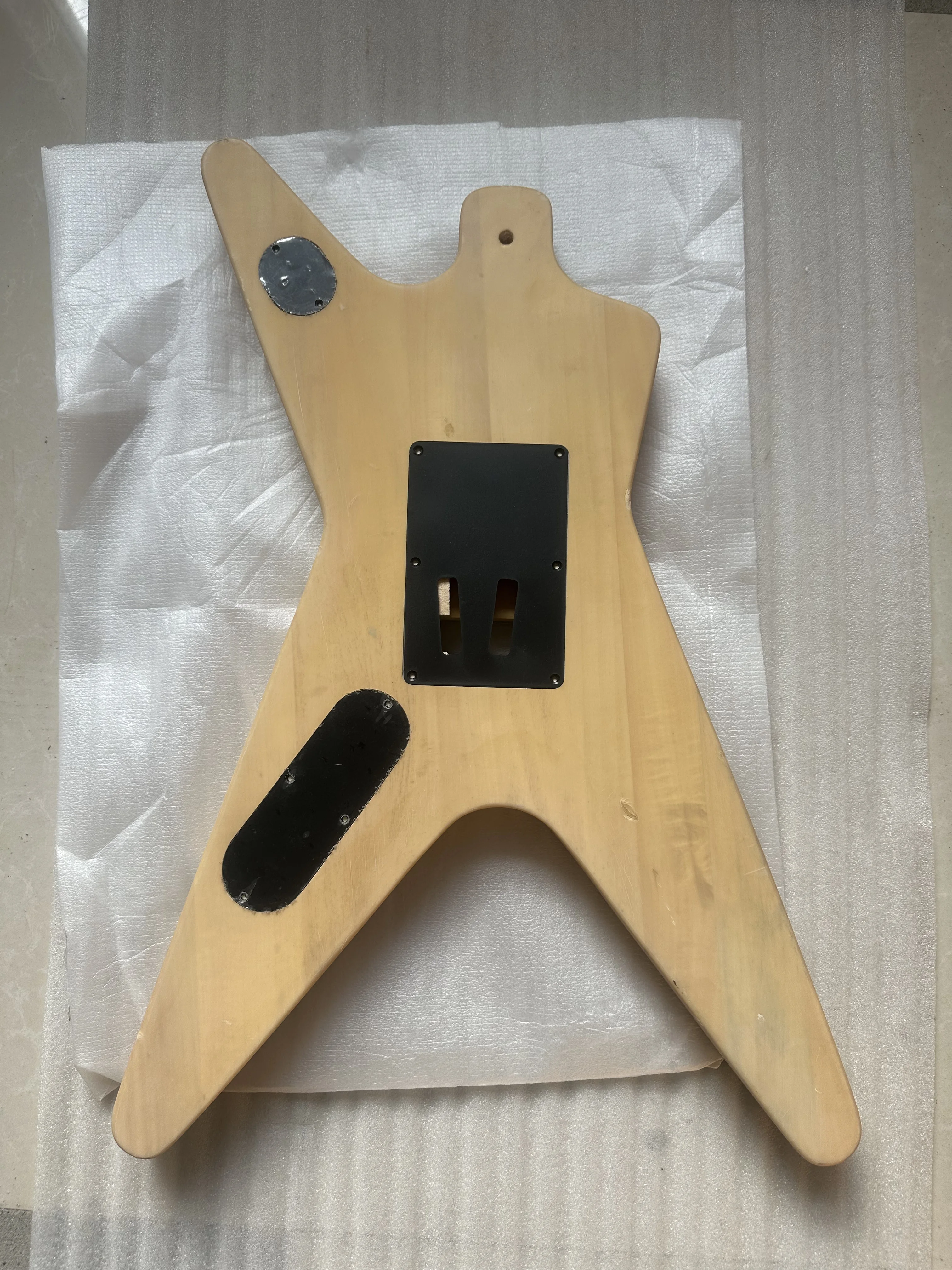 Factory Stock Electric Guitar Body, Floyd Rose Style, Gloss Finished lightning pattern, Special Shape, Stock Defective