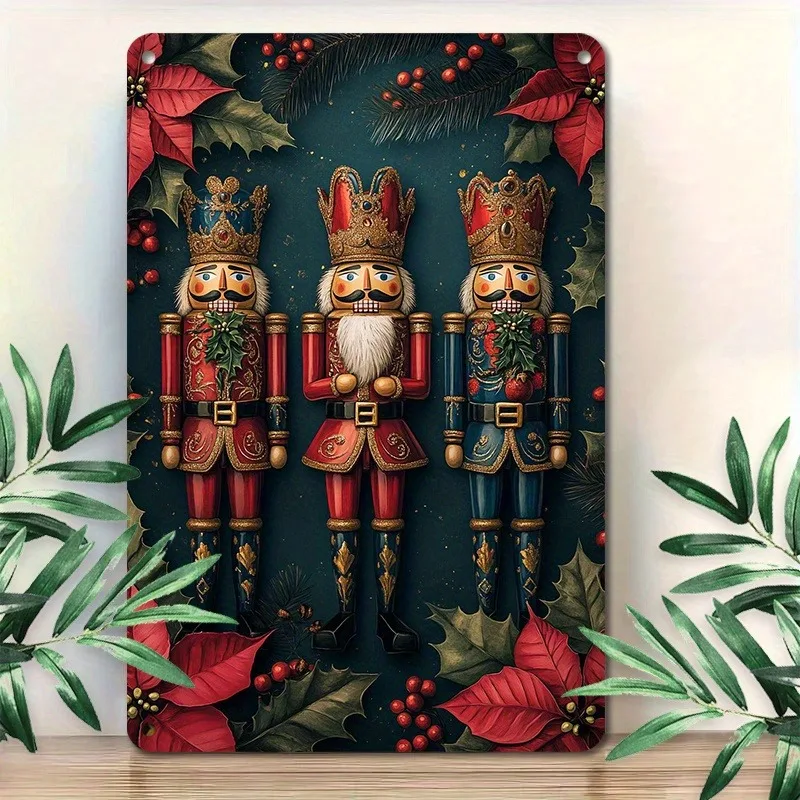 

Nutcracker Soldier Themed Aluminum Metal Wall Art, Christmas - Inspired Decor for Home, Decorative Wall Plaque, 7.9x11.8"